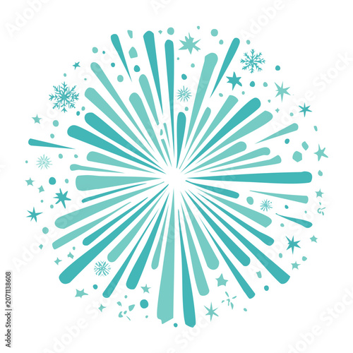 Teal mandala vector with stars and circles