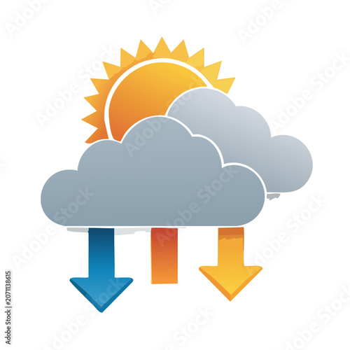 Weather icon with sun, cloud, and directional arrows