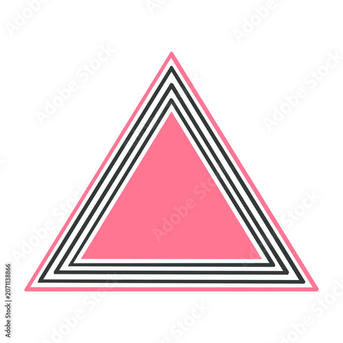 Pink and black geometric triangle on white background