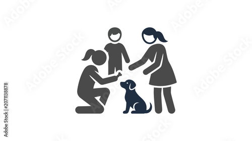 Family with children and dog.