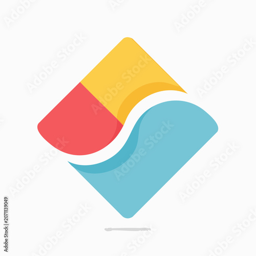 Abstract Geometric Logo with Red, Yellow, and Blue Elements