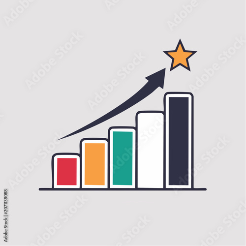 Bar Chart with Upward Arrow and Star