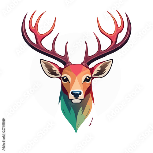 Low Poly Deer Head with Antlers Vector