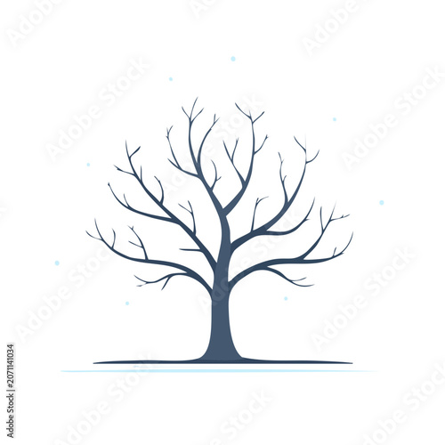 Minimalist bare tree line art vector