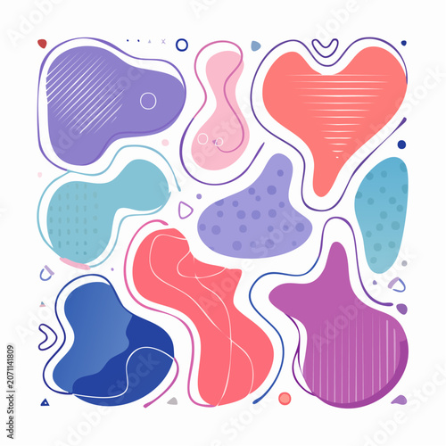 Abstract Organic Shapes with Pastel Colors and Patterns