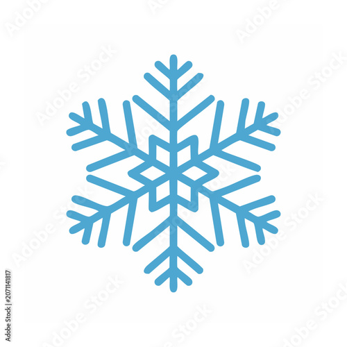 Blue snowflake icon on white background