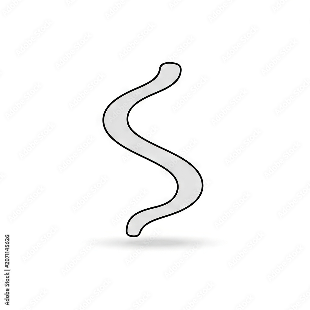 Fototapeta premium Abstract wavy line symbol, simple curved shape, minimalist design element, flowing organic form, smooth serpentine icon, decorative graphic, modern vector illustration