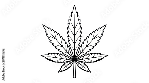 Minimalist marijuana cannabis leaf line art drawing