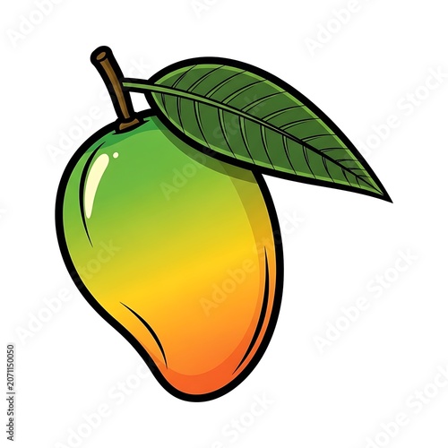 Fresh green pear with red blush on white background.