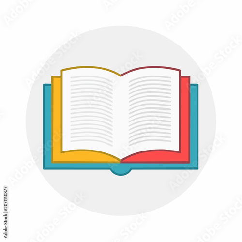 Flat design icon of an open book