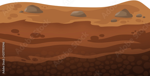 Fotografie Cross Section Illustration of Earth Ground with Stones and Dirt Layers