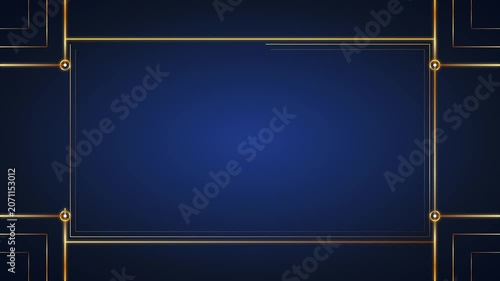 Elegant sapphire blue and bronze art deco frame geometric border
