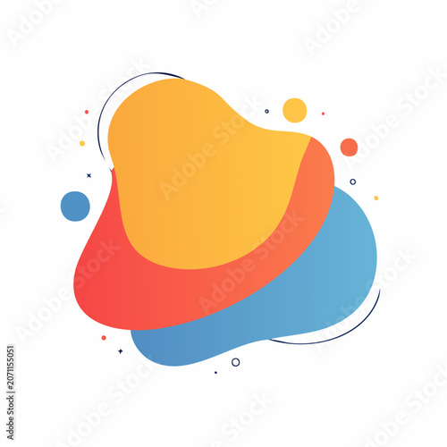 Abstract fluid shape with gradient colors on white background