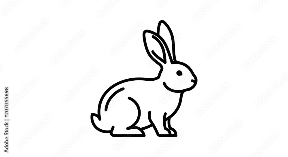 Obraz premium Clean hare outline graphic for logo design.