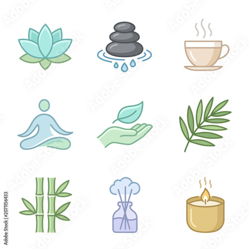 Spa and wellness icons set.