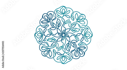 Teal floral pattern design element.