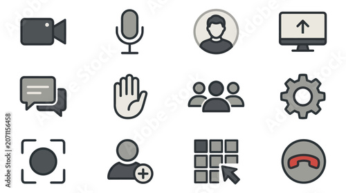 Technology icons for business communication.