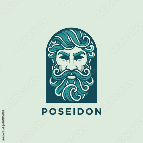 Stylized Vector Illustration of Poseidon God of the Sea.