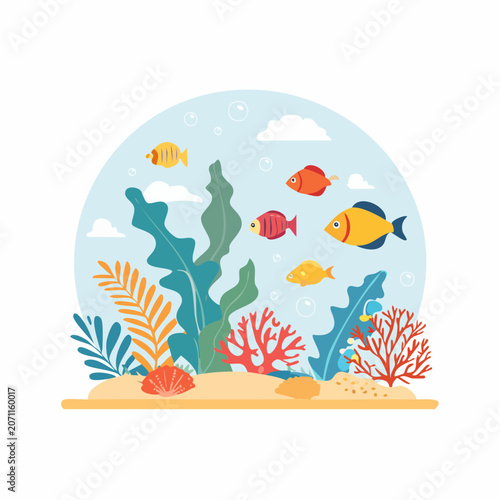 Flat Coral Reef Vector Art