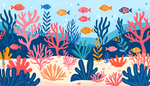 Flat Coral Reef Vector Art