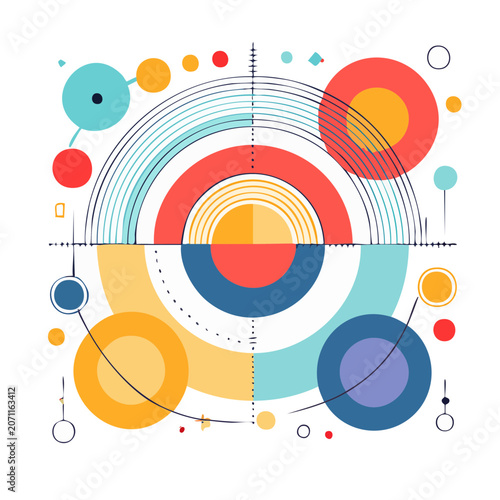 Flat design target with concentric circles and arrows