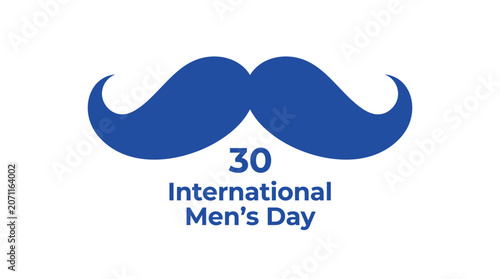 Blue mustache icon for International Men's Day celebration.