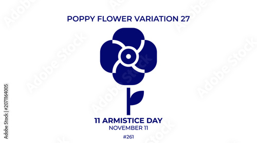 Blue poppy flower icon for Armistice Day.