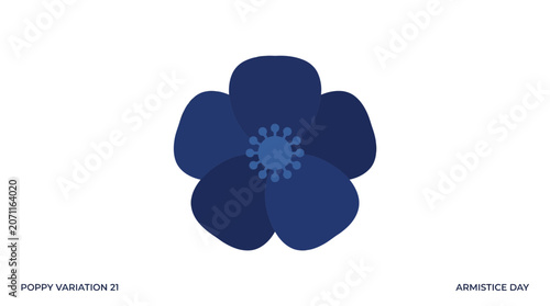 Blue poppy flower icon for Armistice Day commemoration.