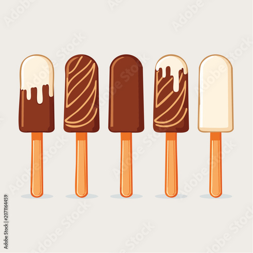 Assortment of ice cream bars on sticks