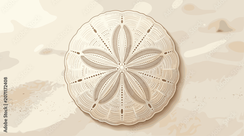 Obraz premium Sand Dollar on Beach with Subtle Seashell Pattern