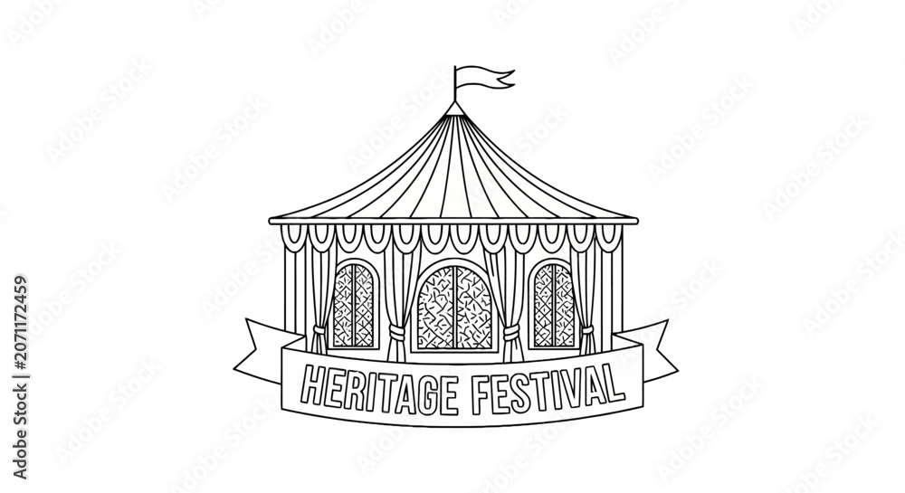 Fototapeta premium Circus Tent Illustration with Flag.