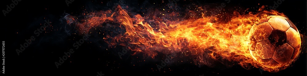 Fototapeta premium Flaming Soccer Ball
