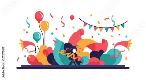 Colorful balloons and party decorations.