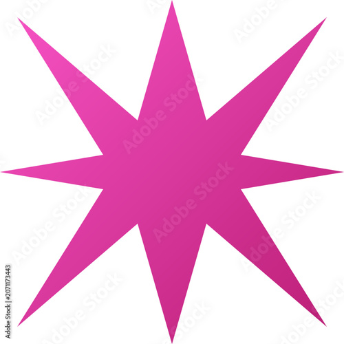 Vibrant pink eight pointed starburst graphic design icon isolated on a plain white background decorative illustration