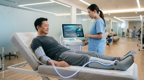 Patient Receiving Medical Treatment with Advanced Technology in Clinic