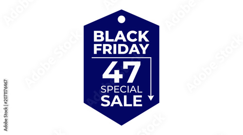 Blue Black Friday 47 percent off price tag graphic.