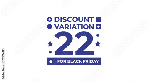 Blue Black Friday discount variation twenty two typography badge.