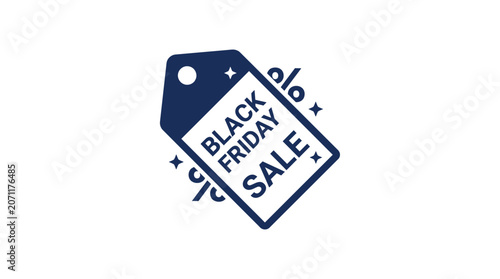 Blue Black Friday sale price tags with star icons.