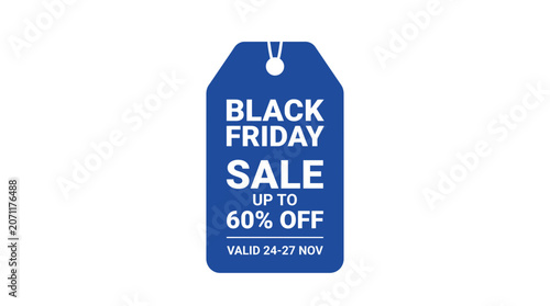 Blue Black Friday sale tag 60 percent discount.
