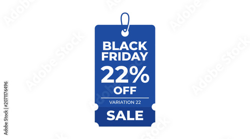 Blue Black Friday sale tag with 22 percent discount.