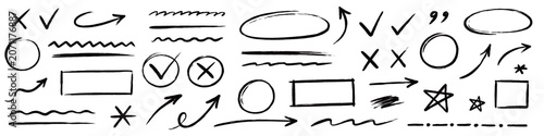 Obraz na plátně Arrow hand drawn line set