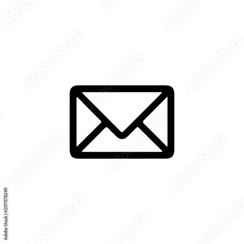 Mail envelope icon line art isolated on white background.