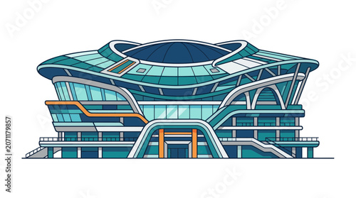Εκτύπωση καμβά Modern Sports Arena Building, Futuristic Architecture, Stadium Design