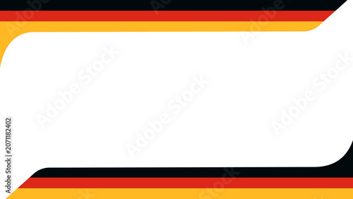 Bold retro banner featuring red and yellow German flag stripes framing a large space area, ideal for posters, presentations, sports promotions, headlines, and national-themed design.