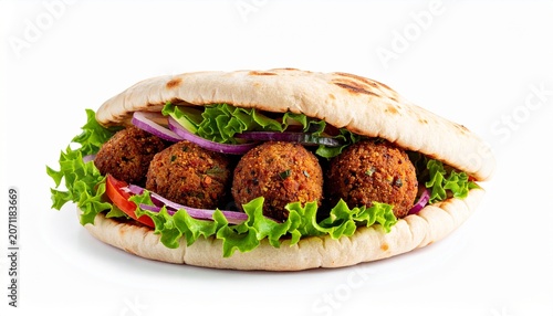pita bread sandwich stuffed with crispy falafel and lettuce