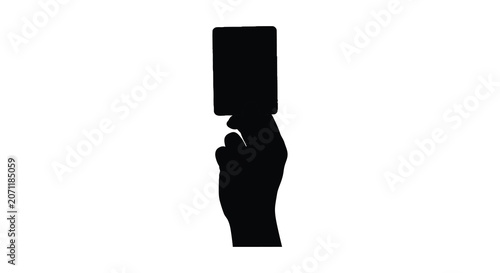 Принти на полотні Hand Holding Yellow Card Silhouette Against White Background