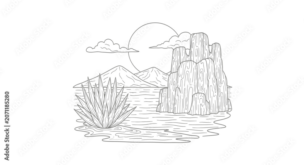 Naklejka premium Desert Landscape with Rock Formations.