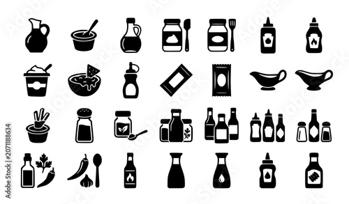 Fotografía Sauces And Condiments Glyph Icons Collection