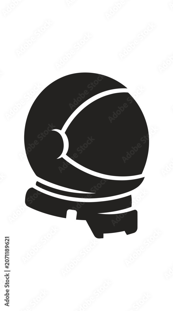 Fototapeta premium Astronaut Helmet Icon Black Silhouette