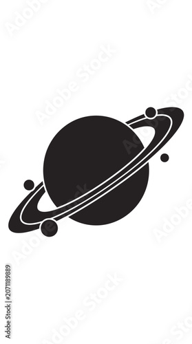 Saturn Silhouette with Moons